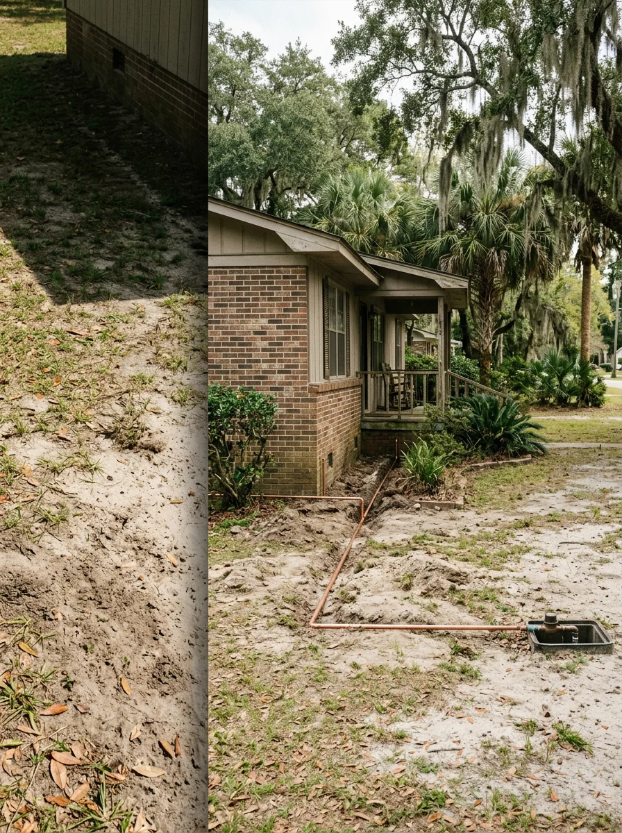 High water table and sandy soil conditions typical of Cross, Berkeley County, South Carolina